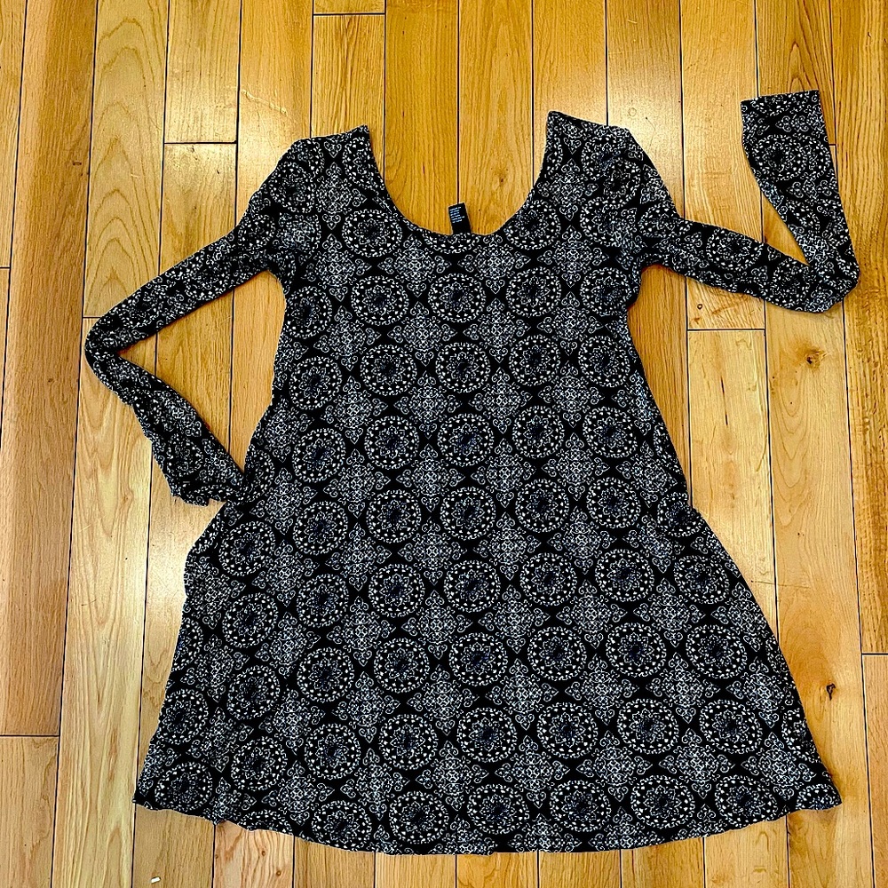Light Pink and Black Relaxed Fit Sundress